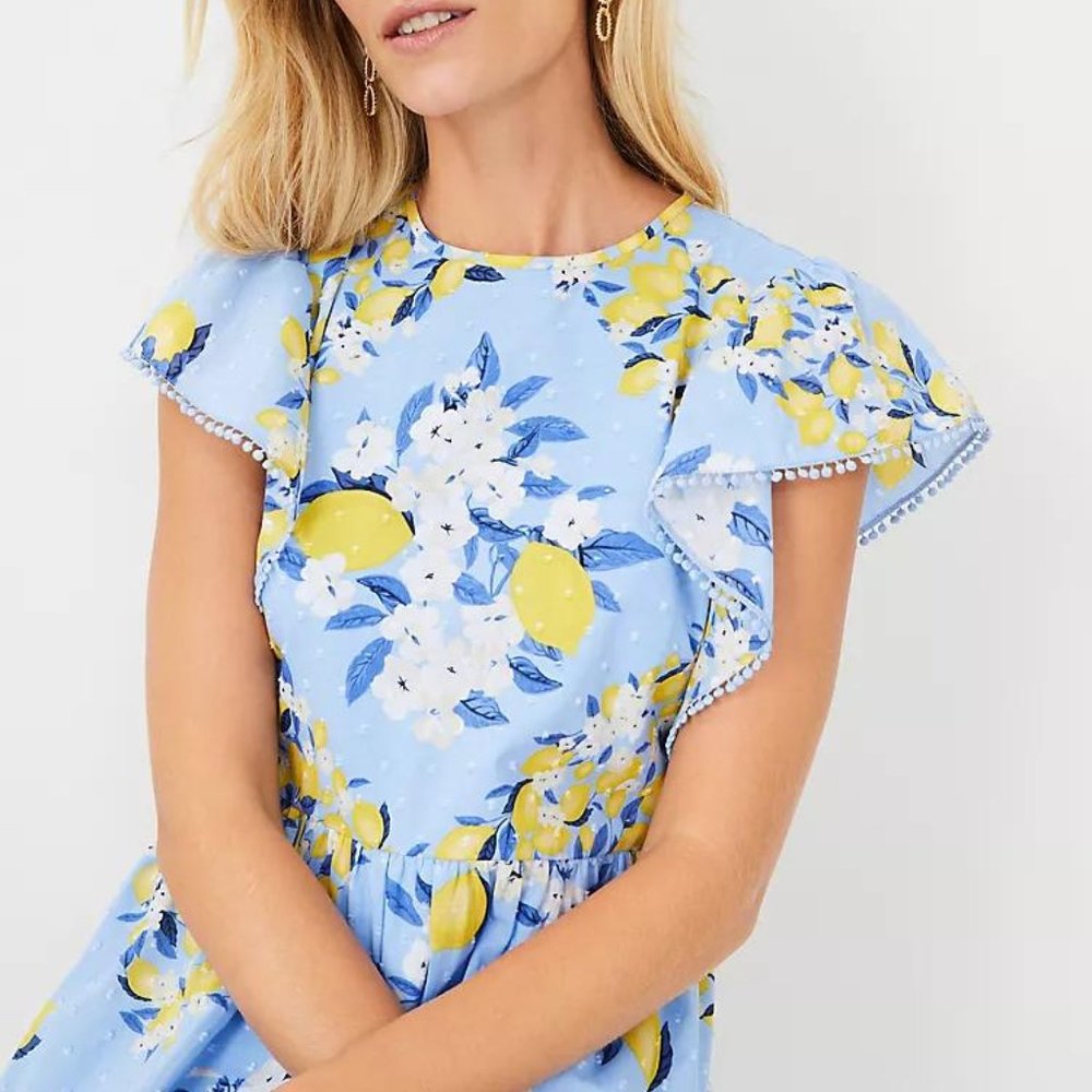 Ann Taylor Lemon Ruffle Sleeve Maxi Dress Ann Taylor - Picture 3 of 3